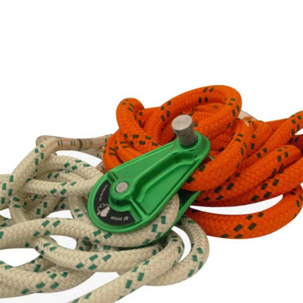ISC Compact Rigging Pulley on a pile of ropes