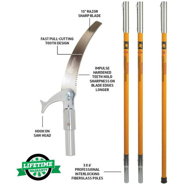 Notch 18’ Pole Saw Set with 15” Blade infographic