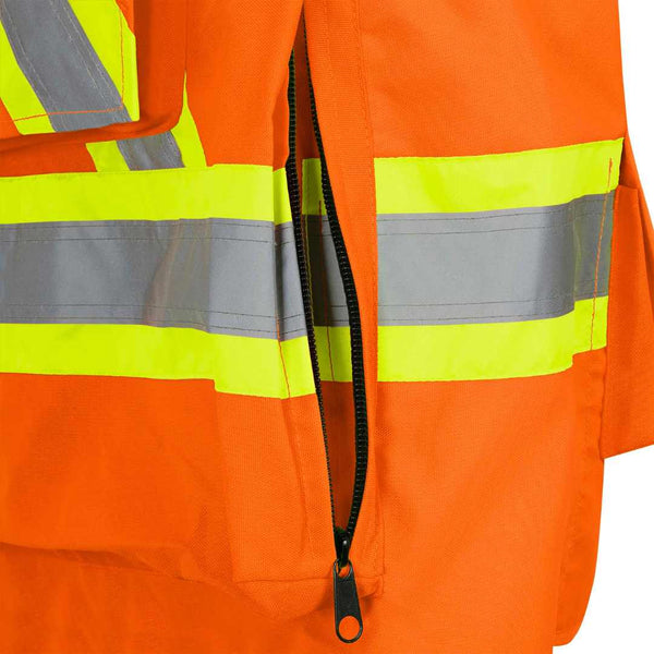Orange Field Vest With Reflective Back Pouch zipper pocket
