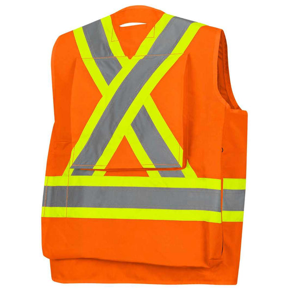 Orange Field Vest With Reflective Back Pouch back