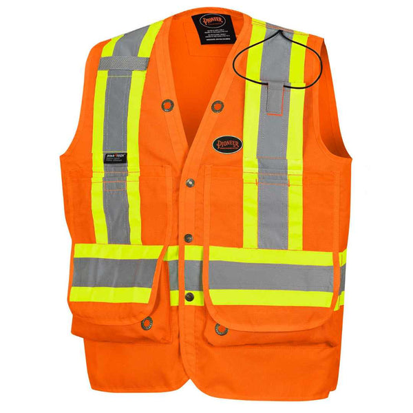 Orange Field Vest With Reflective Back Pouch Front