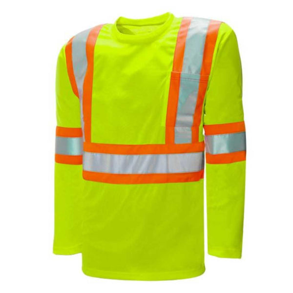 WASIP Traffic T-Shirt Long Sleeve 4in Reflective Yellow Front