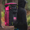 Pink Arbortec Cobra Gear Bag 65L feature - an arborist with the backpack in the field  