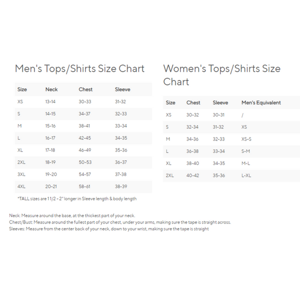 Arborwear Double Thick Pullover Sweatshirt Sizing Chart