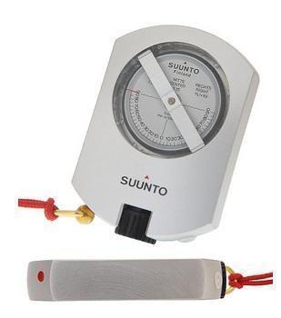 Grey Suunto Clinometer, with red lanyard